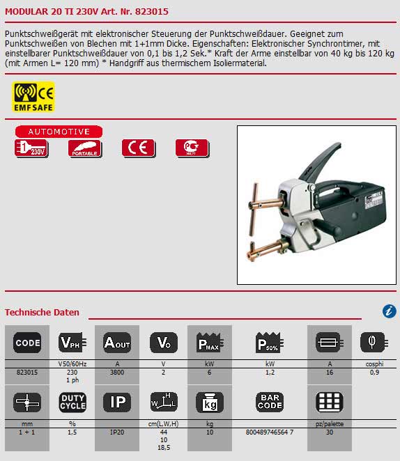 Punktschweißzange Modular 20TI Punktschweißzange Modular 20TI