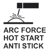 Arc Force, Hot Start und Anti Stick Ausrüstung