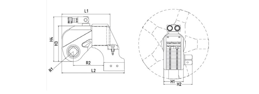 Hydraulischer Drehmomentschlüssel Drehmomentschrauber Vierkant-Antrieb HYM GR