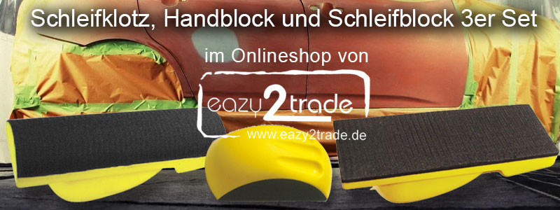 Schleifblock Handschleifblock Set 3 teilig mit Schleifklotz. Halbrund und flach, Zubehör für Autolackierer, Lackierbedarf Auto Kfz Karosserie