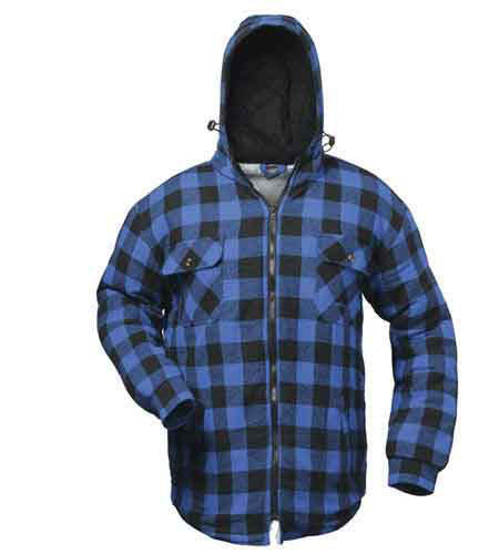 Holzfällerjacke gefüttert Teddyfell mit Kapuze von Craftland in blau schwarz kariert Holzfällerjacke gefüttert, mit Kapuze von Craftland in schwarz/blau kariert