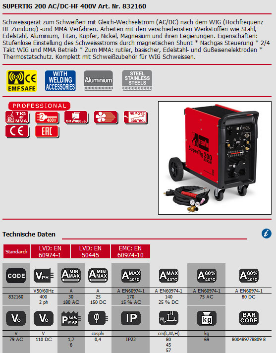 WIG Inverter Schweißgerät WIG Inverter Schweißgerät