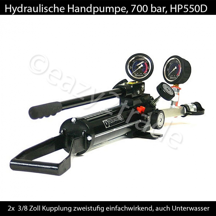 Hydraulik Handpumpe 700 Bar, einfachwirkend, zweistufig, zwei 3/8 Zoll Kupplungen, HP550D