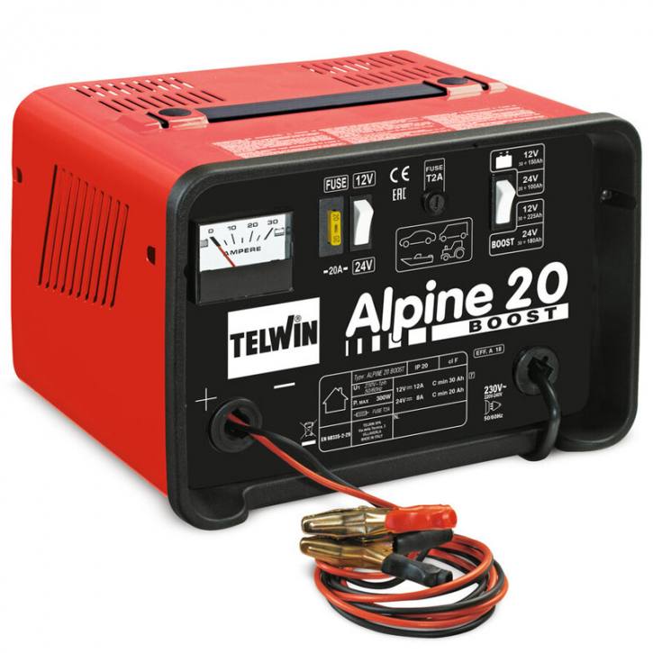 Telwin Alpine 20 Boost: 12V/24V Ladegerät mit BOOST für WET-Batterien (300W)