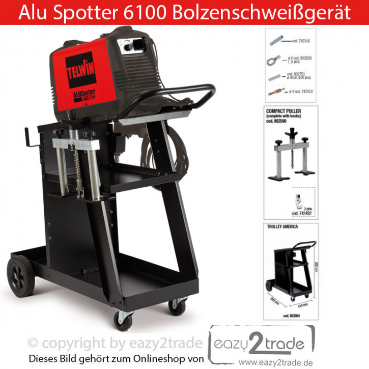 Bolzenschweißgerät Generator + Zubehör Alu Spotter 6100 inkl. Fahrwagen