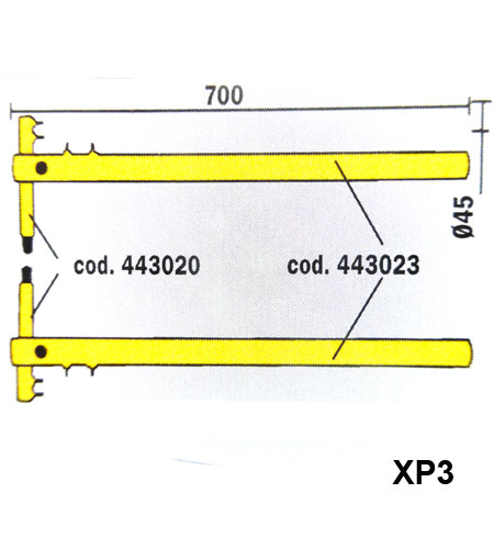 Armpaar Punktschweißgerät 700mm Aufnahme Ø 4,5cm XP3 PTE + PCP