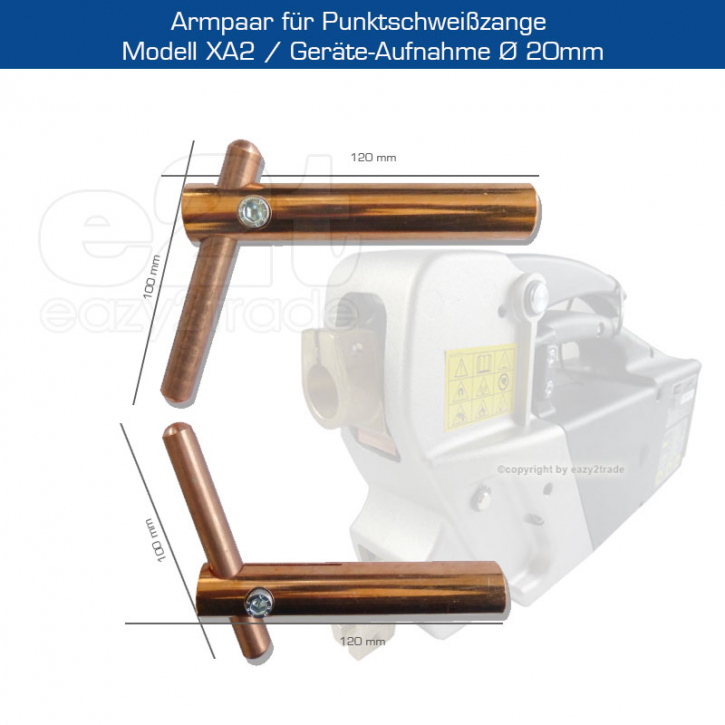 Armpaar für Punktschweißzange gebeugt XA2 L= 120 mm