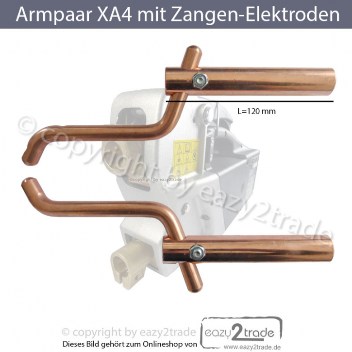 Armpaar XA4 | Elektrodenarme mit Zangen-Elektroden | für Punktschweißzange | Telwin L=120 mm