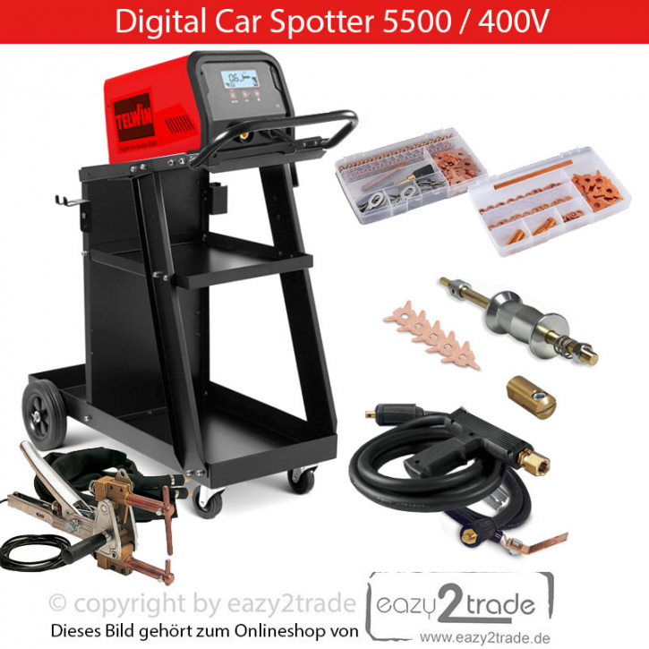 Ausbeulspotter 400V | Digital Car Spotter 5500 inkl. Punktschweißzange Fahrwagen Zubehör | Telwin