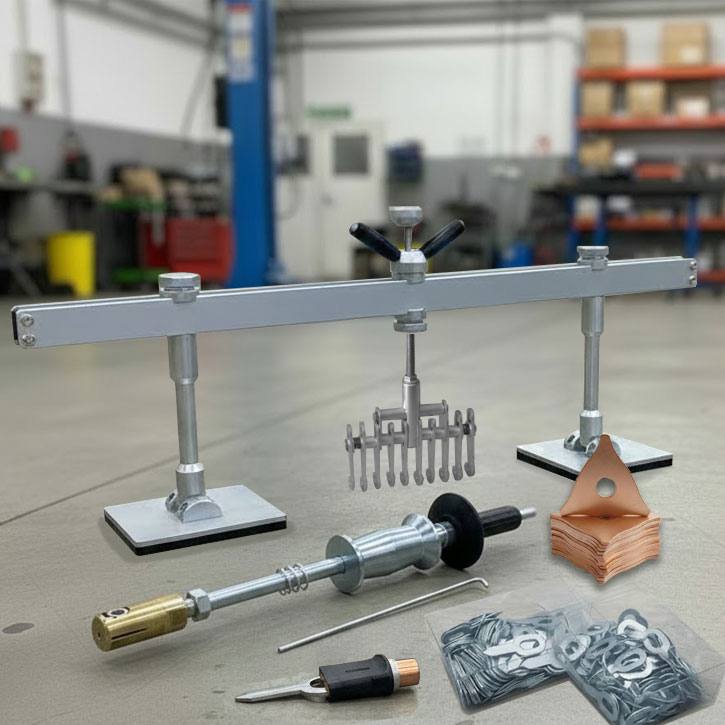 Komplettes Ausbeulwerkzeug Set für Dellenreparatur & Karosserieinstandsetzung mit Spotter Komplettes Ausbeulwerkzeug Set für Dellenreparatur & Karosserieinstandsetzung mit Spotter