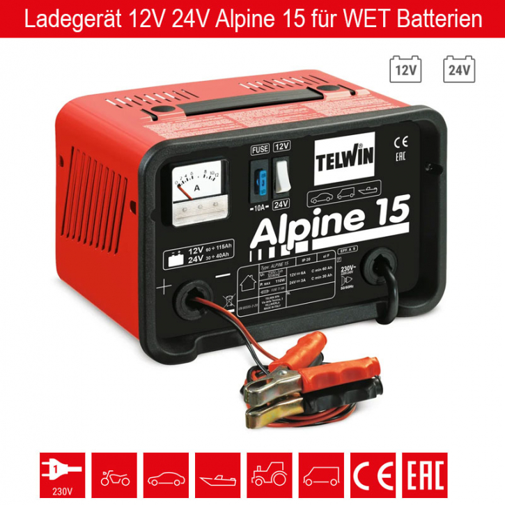 12V-24V Batterieladegerät Kfz Alpine 15 Telwin