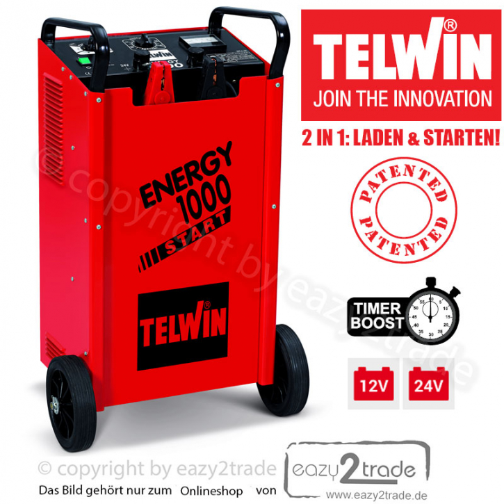 Batterieladegerät mit Starthilfe 12V/24V WET Batterie | 20 - 1600Ah | Energy 1000 Start Telwin