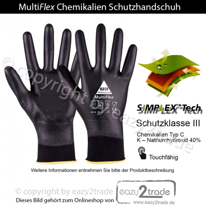 Chemikalienschutzhandschuhe Typ C | Kat III mit Virenschutz | MultiFlex mit SIMPLEX™ Tech