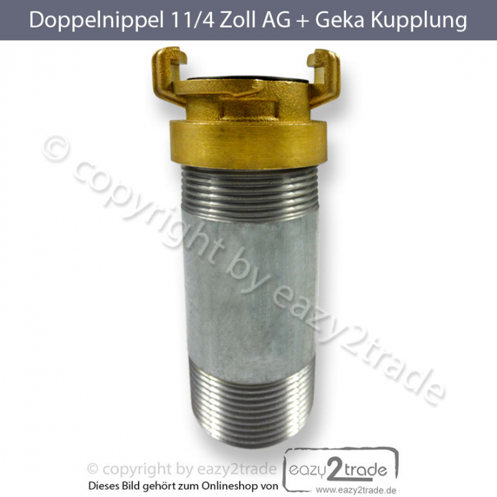 GEKA Doppelnippel 1¼“ Außengewinde L=10cm | Verbindungsnippel inkl. Geka Kupplung Innengewinde 1¼“