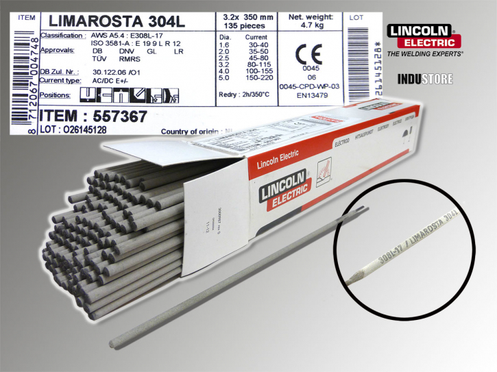 Edelstahl Elektroden 3,2 mm 308L-17 rutil Limarosta 304L E199LR12