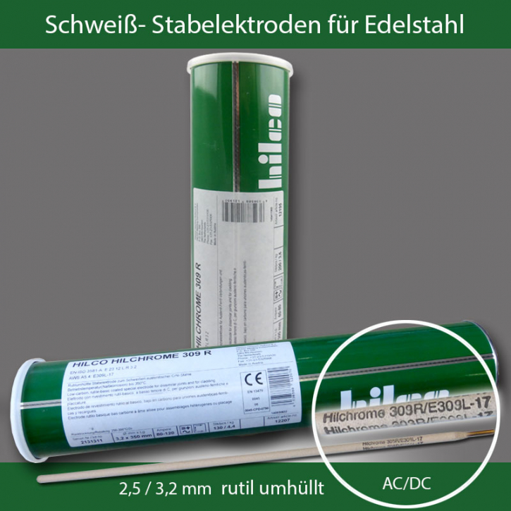 Edelstahlelektroden E309L-17 rutil-basisch 14332 AC/DC Hilco