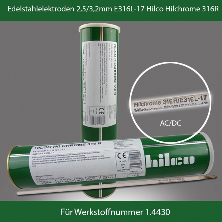 Edelstahlelektroden 2,5mm 3,2mm E316L-17 Hilco Hilchrome 316R