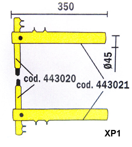 Elektrodenhalter + Elektrode Armpaar komplett XP1 350 mm Aufnahme Ø 45 mm