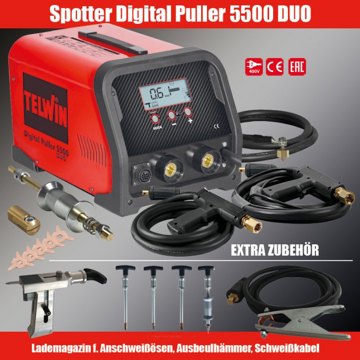Ausbeulspotter Digital Dent-Puller 5500 Duo inkl. 2 Punktpistolen, Zubehör