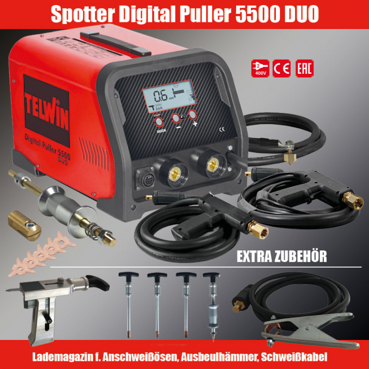 Ausbeulspotter Digital Dent-Puller 5500 Duo inkl. 2 Punktpistolen, Zubehör