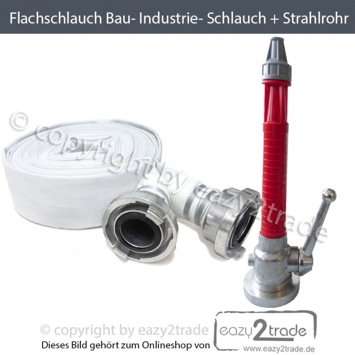 Flachschlauch Bau- u. Industrieschlauch 20 Meter Storz C mit Mehrzweck Strahlrohr