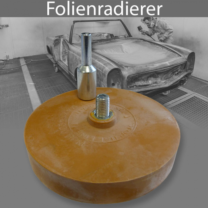 Folienradierer Radierscheibe Ø 88 mm | mit Adapter für Bohrmaschine | Spanndorn Ø 6 mm