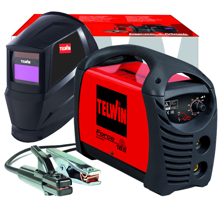 TELWIN Elektroschweißgerät TELWIN Force 165 Elektroden-Schweißgerät  Inverter DC inkl. Schweißhelm, Set