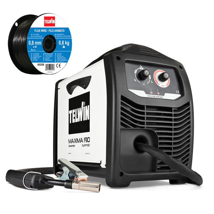 Maxima 190 Synergic | Fülldraht ohne Gas + MIG/MAG Schweißgerät | DC | 0,8 mm Drahtrolle | max. 170A
