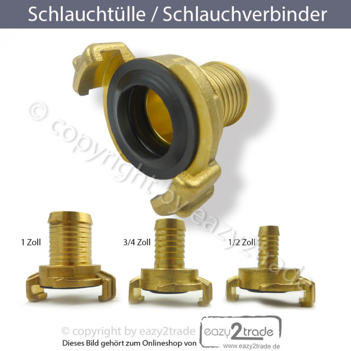 Schlauchtülle Messing 1/2 Zoll inkl. Dichtung