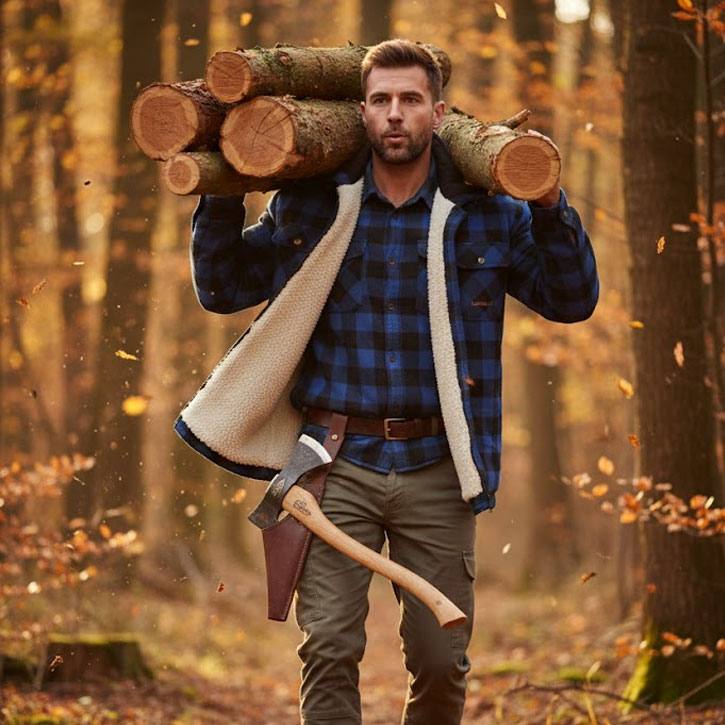 Thermojacke mit Kapuze CRAFTLAND Holzfällerjacke blau-kariert Gr. XL