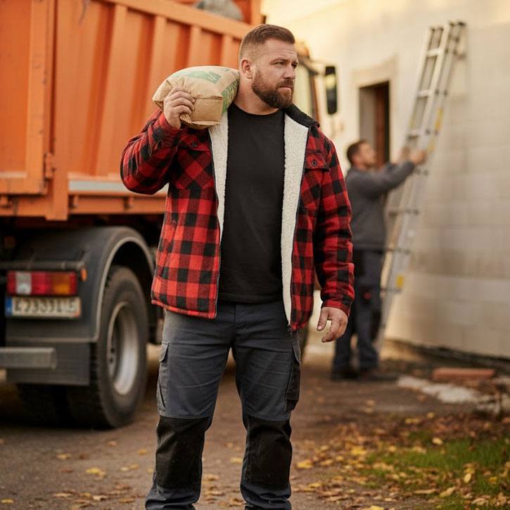 Thermojacke mit Kapuze CRAFTLAND Holzfällerjacke rot-kariert Gr. XL
