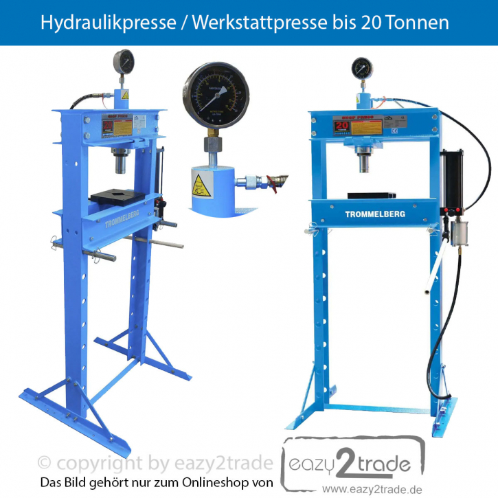 Hydraulikpresse | hydraulische Werkstattpresse | bis 20 Tonnen | 6 bis 10 bar | Trommelberg