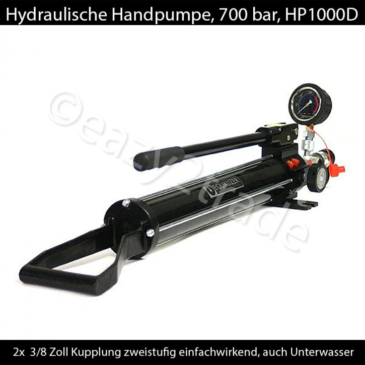 Hydraulische Handpumpe 700 Bar, einfachwirkend, zweistufig, zwei 3/8 Zoll Anschlüsse HP1000D