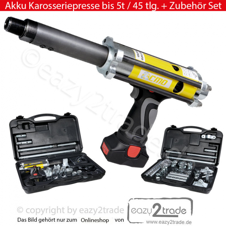 Akku-Karosseriepresse Zugpresse bis 5 t | Richtsatz Set 45 teilig | GYS