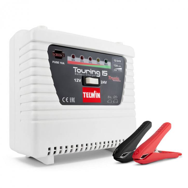 Telwin Touring 15 TRONIC: 12V/24V Ladegerät für PKW & Motorrad (bis 115 Ah