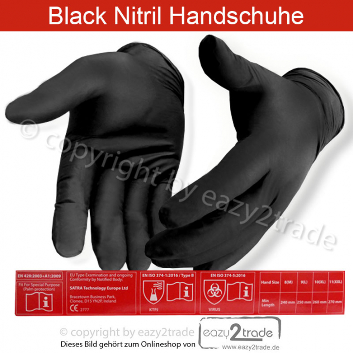 Lackierhandschuhe Nitril schwarz Größe XL 100 Stück Dicke 6 MIL