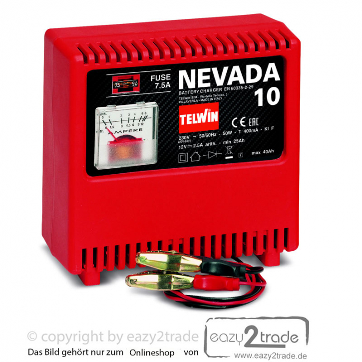 Ladegerät 12V | 25 - 40 Ah | für Wet Batterien | Motorrad, PKW, Traktor | Nevada 10 Telwin