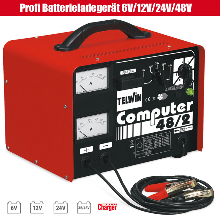 Ladegerät 48V | 6V/12V/24V | für Bleiakku WET | Computer 48/2 Telwin