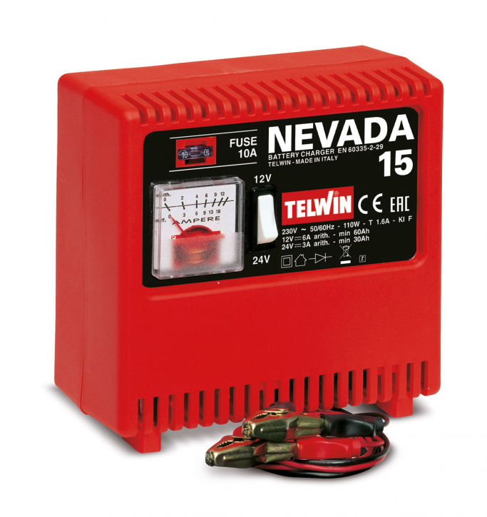 Ladegerät 12V/24V für WET Batterie Motorrad, Auto, Transporter | Nevada 15 | Telwin