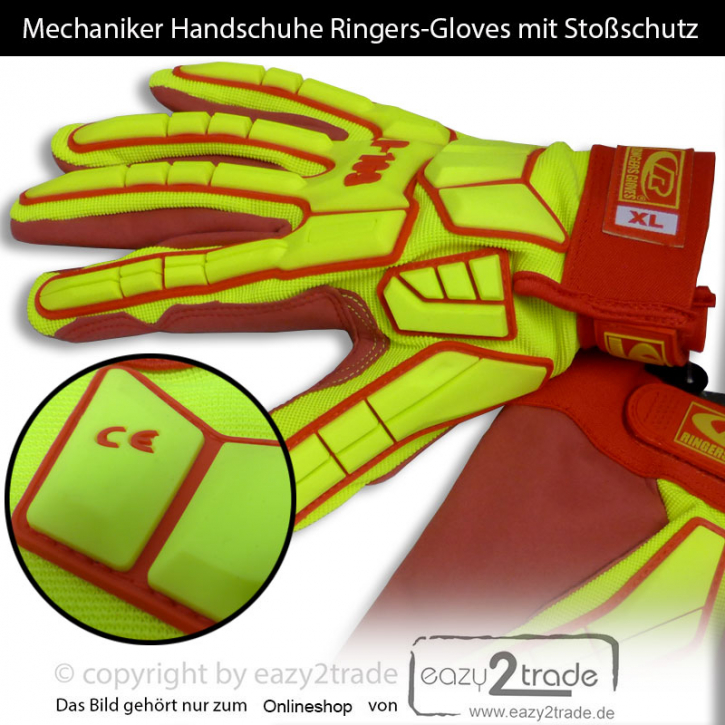 Mechaniker-Handschuhe Ringers-Gloves 169 | Montagehandschuhe Aufprall- u. Schnittschutz Klasse 5 EN 388