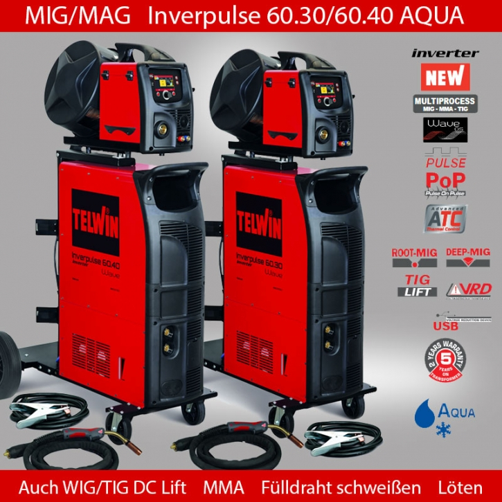 MIG/MAG Puls Schweißgerät 400V | Inverpulse 60.30/60.40 Wave Aqua | bis max. 500 Ampere