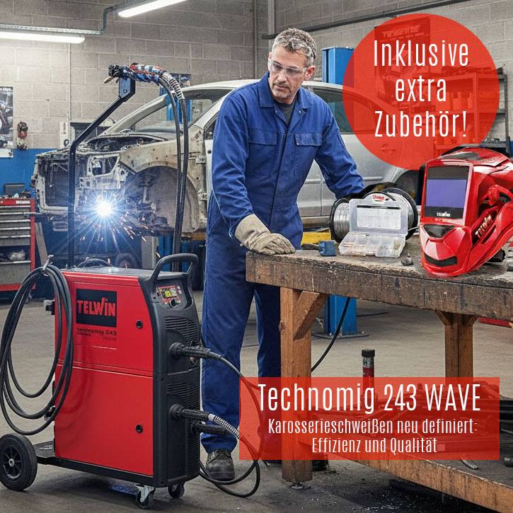 Telwin Technomig 243 WAVE Set | Kombi-Schweißgerät (Puls, ATC, Löten)