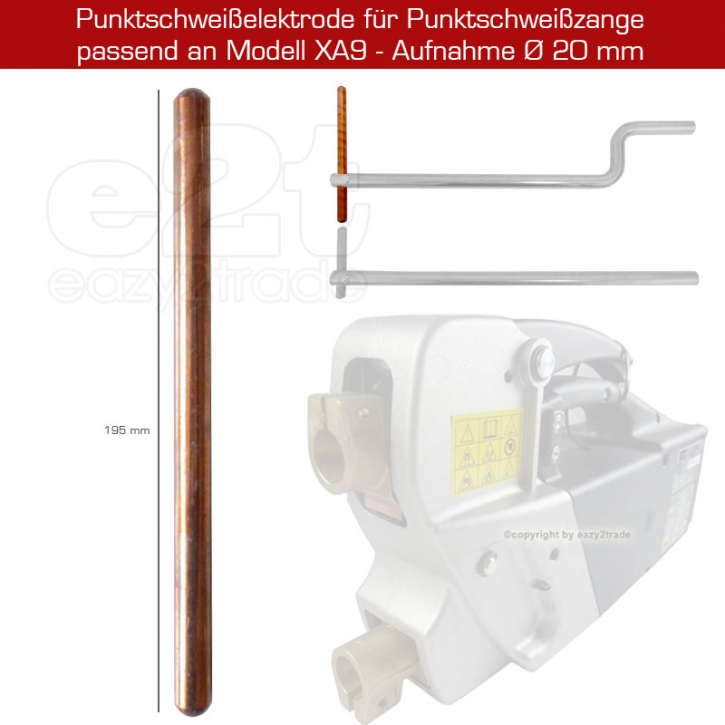 Punktschweißelektrode gerade L=195 mm Ø 12 mm Telwin Armpaar XA9