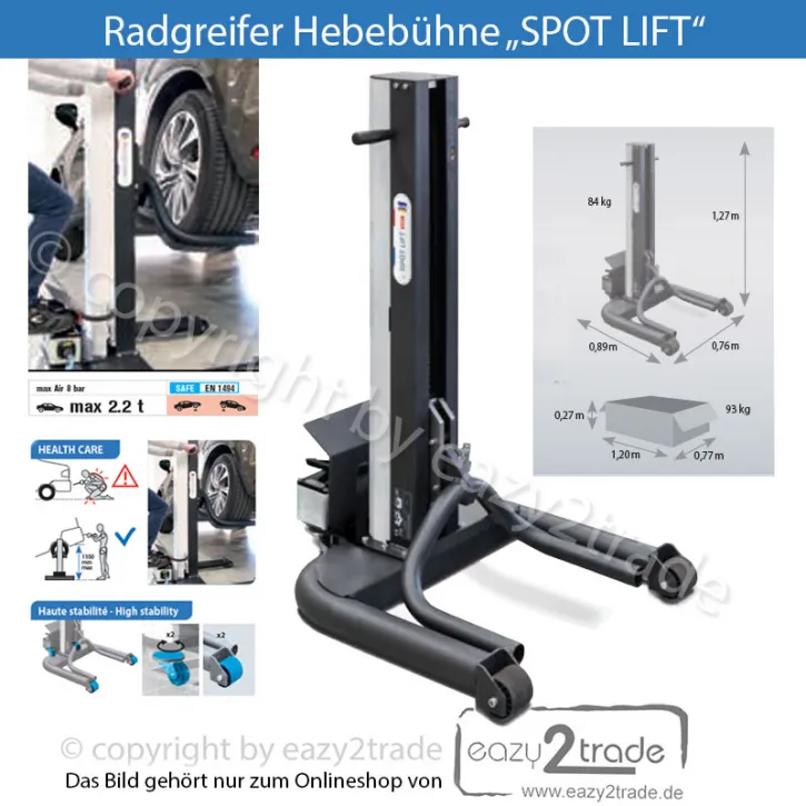 Radgreifer mobil für PKW - Der Spot Lift mit Hydraulikzylinder für Ihre Werkstatt