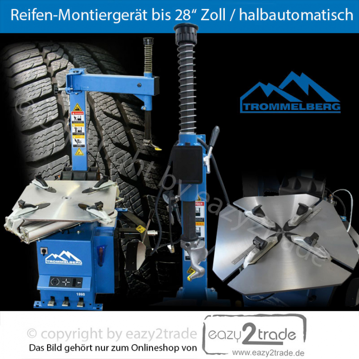 Reifenmontiergerät Reifenmontiermaschine halbautomatisch für Spannbereich bis 28" | Trommelberg