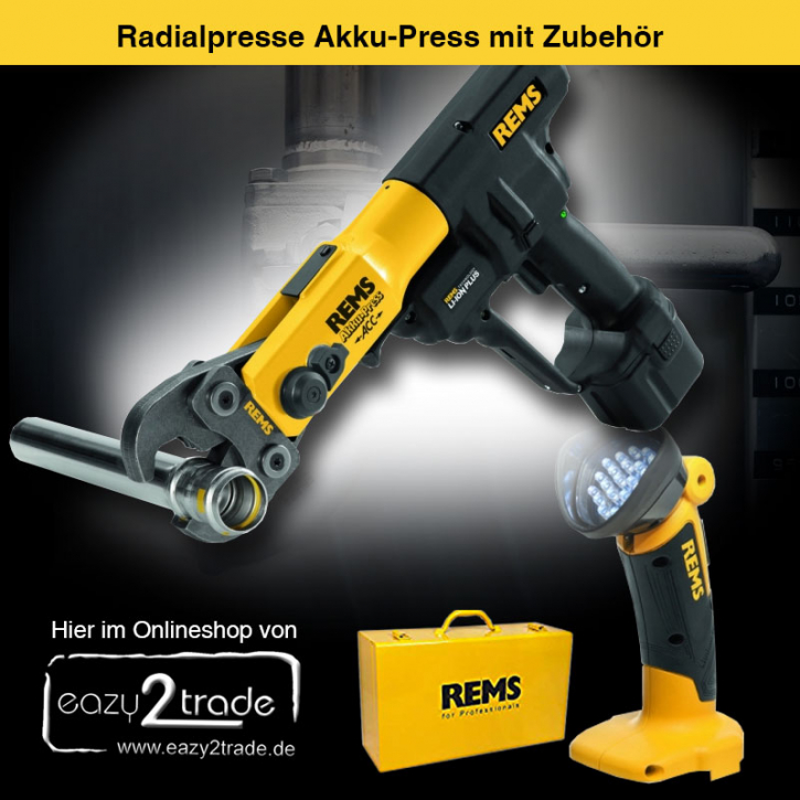 REMS Akku Press Rohrpresse | Radialpresse mit LED Lampe und Akku