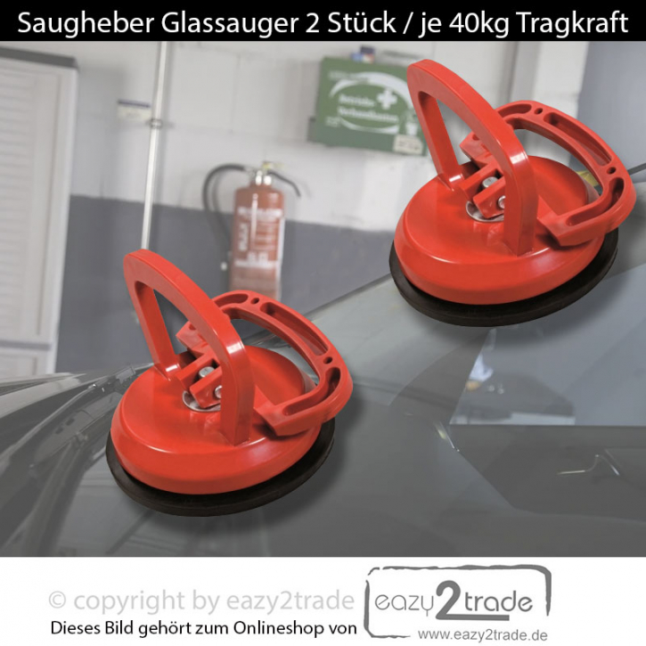 Saugheber, Glassauger 2 Stück je 40kg Tragkraft für Scheibentransport o.ä.