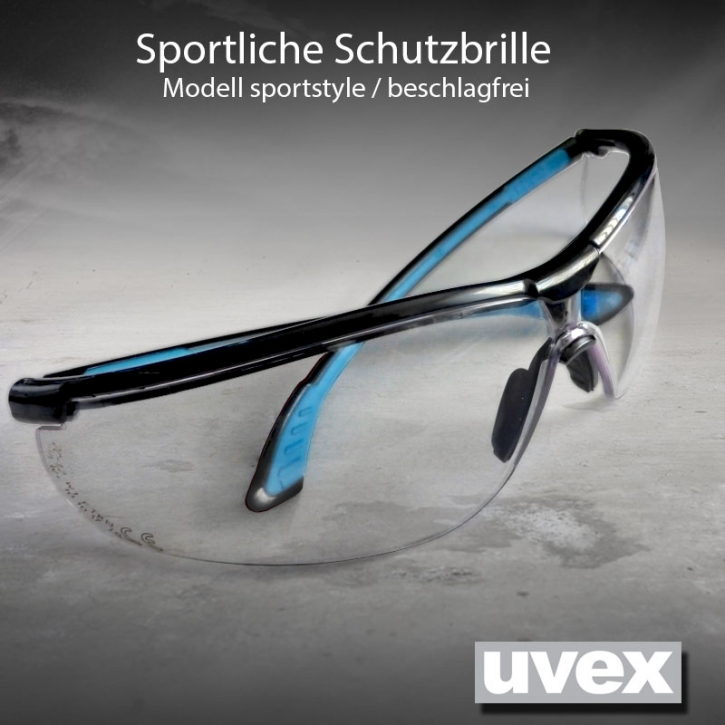 uvex Schutzbrille sportstyle, Scheiben klar, kratzfest beschlagfrei EN 166/170 CE 9193.376
