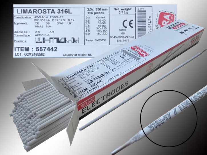 Edelstahlelektroden E316L-17 Limarosta 316L Lincoln 2,5 mm