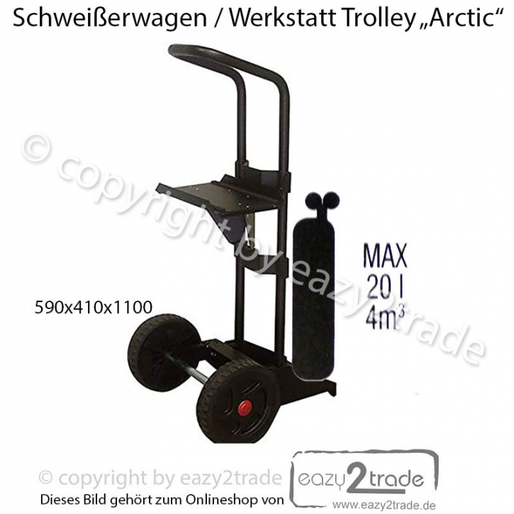Schweißerwagen | Schweißer Fahrwagen | Trolley "Arctic" für MIG/MAG/WIG Schweißgeräte u. Gasflasche 20 Liter